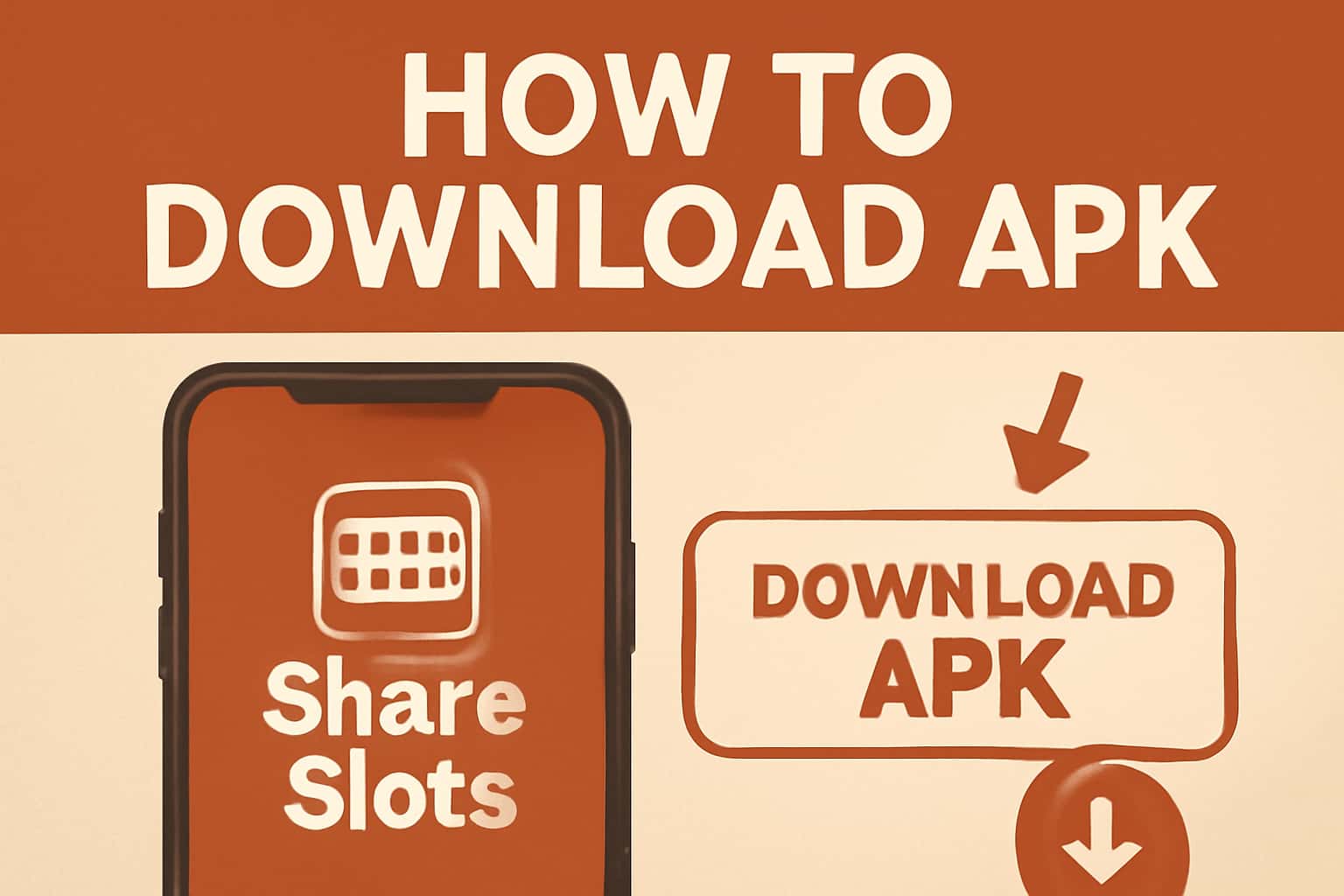 Informational graphic on how to download Share Slots APK.