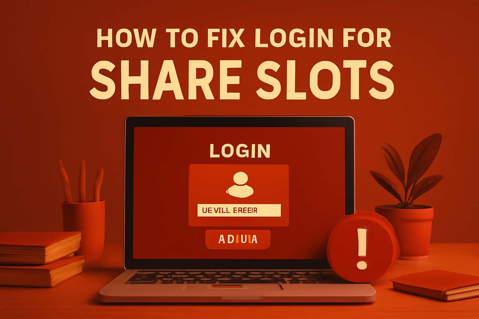 An informative scene illustrating the process of fixing login issues for the Share Slots app.