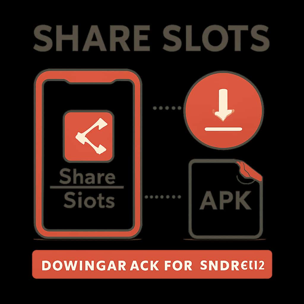 Illustration detailing the steps to download the Share Slots APK for Android.
