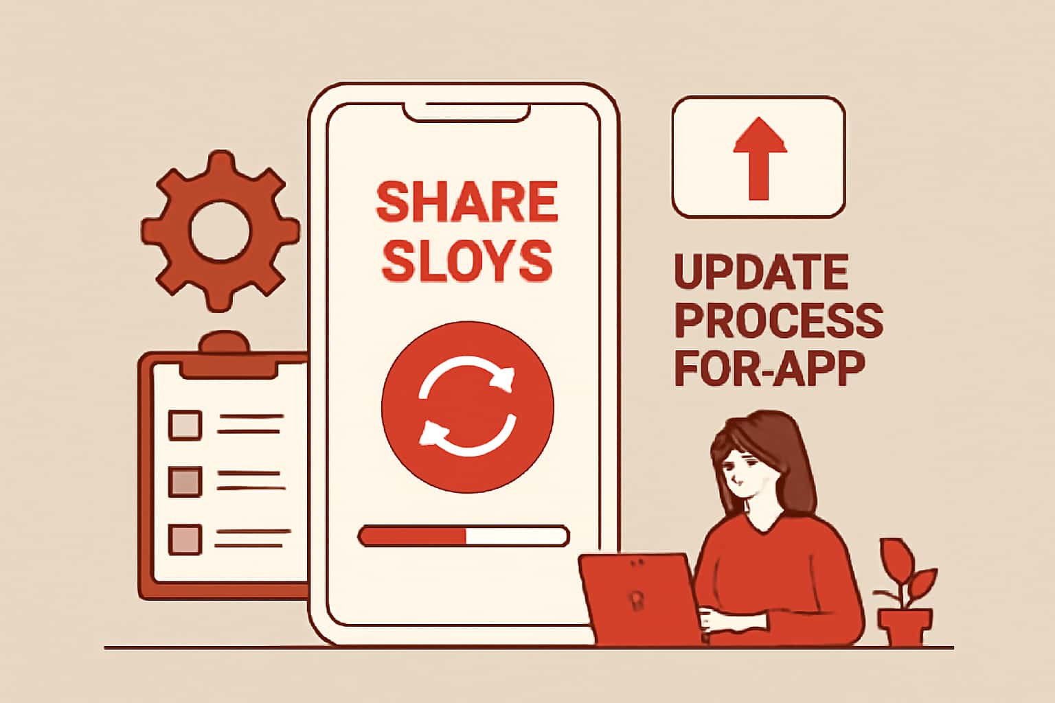 An informative scene depicting the update process for the Share Slots app.
