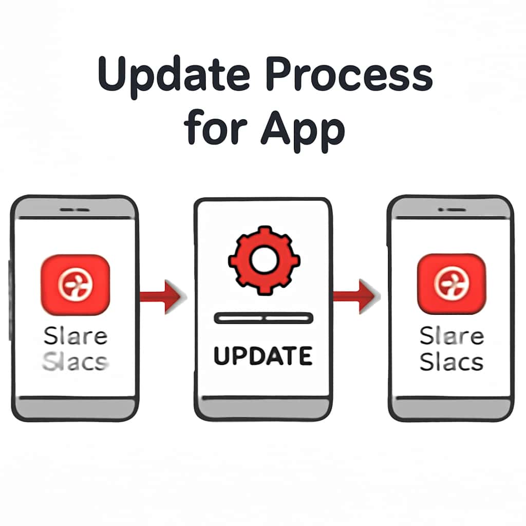 Illustration detailing the update process for the Share Slots app.